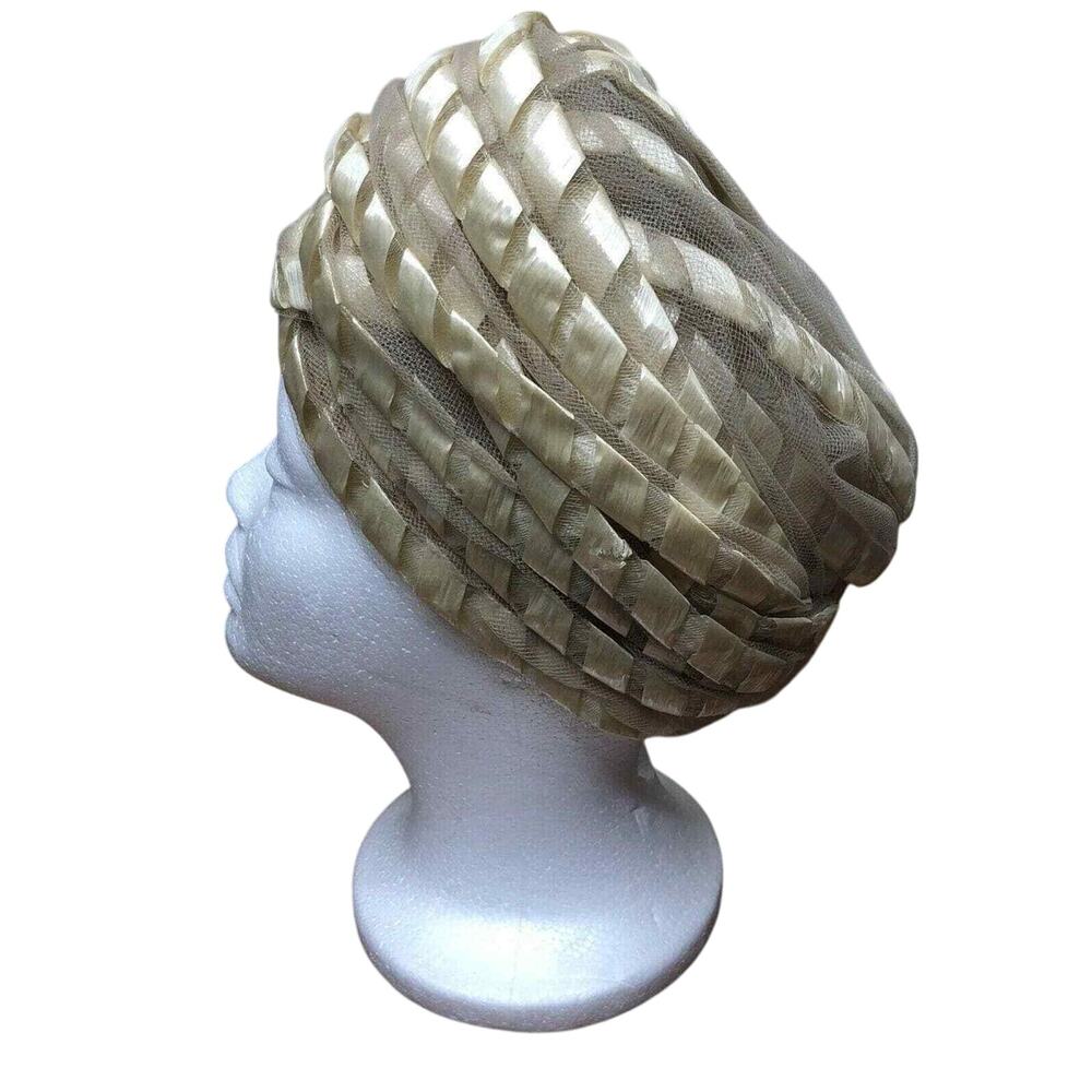 CHRISTIAN DIOR 1960s? Chapeaux Woven Textured Net Bubble Hat Vintage - Picture 2 of 10